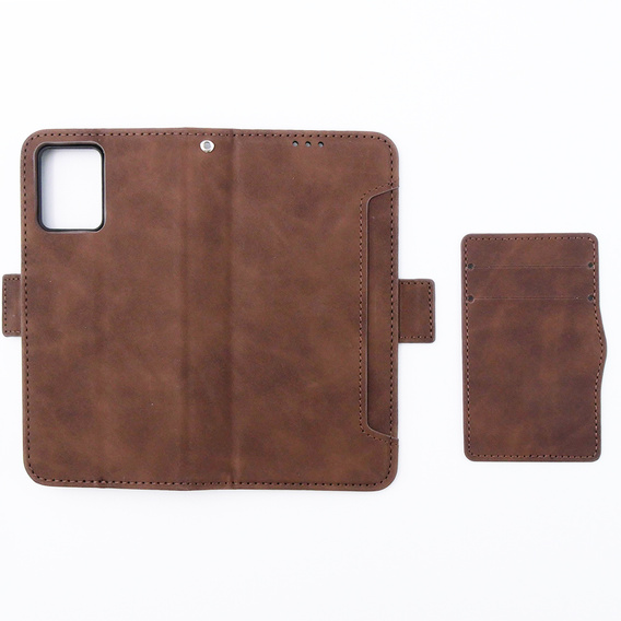 Cu clapetă pentru Motorola Moto G54 5G, Card Slot, maro