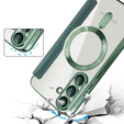 Cu clapetă pentru Samsung Galaxy S25+ Plus, RFID Wallet MagSafe CamShield, verde