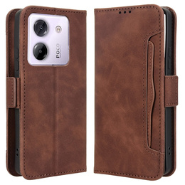 Cu clapetă pentru Xiaomi Poco M7 Pro 5G, Card Slot, maro