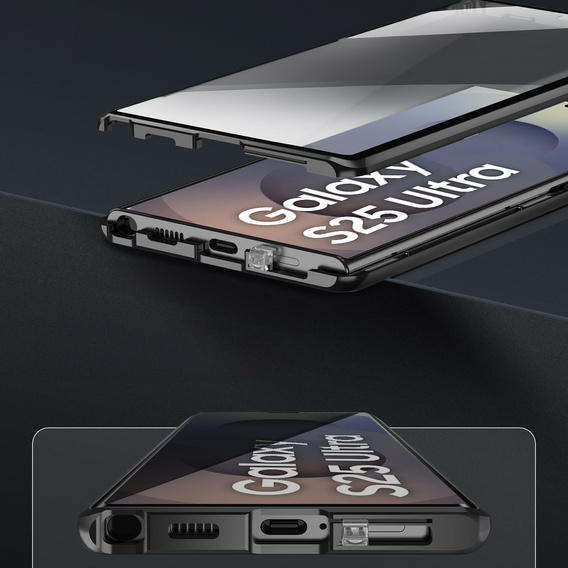 Carcasa Magnetic Dual Glass MagSafe pentru Samsung Galaxy S25 Ultra, negru