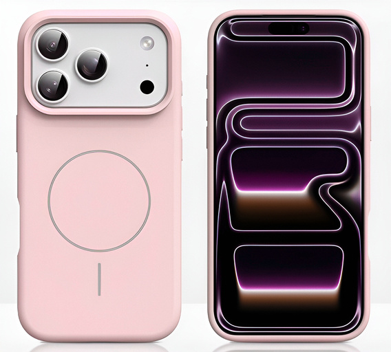 Husă din silicon pentru iPhone 17 Pro Max, pentru MagSafe, antișoc, roz