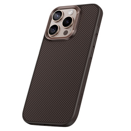 Carcasa BENKS Kevlar pentru iPhone 16 Pro Max, pentru MagSafe, Carbon Fiber, maro