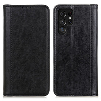 Husa cu clapetă pentru Samsung Galaxy S25 Ultra, Split Leather, negru