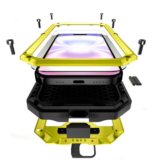 Husă blindată R-JUST cu protecție pentru ecran și suport pentru iPhone 17