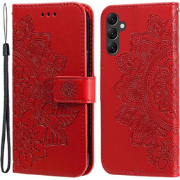 Cu clapetă pentru Samsung Galaxy A14 4G/5G, Mandala Flower, roșu