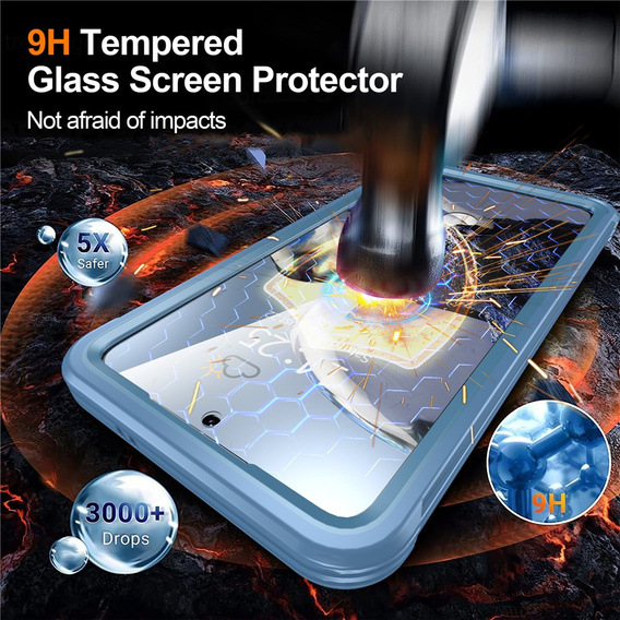 Husă pentru Samsung Galaxy S25 FE, Shockproof, cu sticlă, pentru MagSafe, albastru