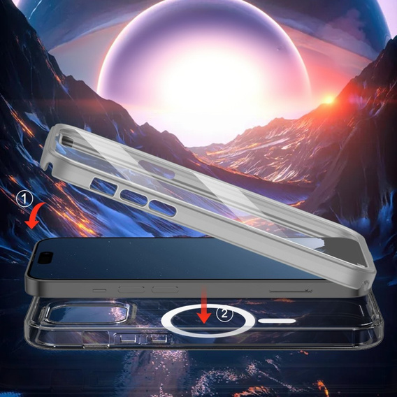 Carcasă pentru iPhone 16 Pro, Shockproof Hybrid, cu folie pentru ecran, pentru MagSafe, gri