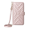 Carcasă cu clapetă pentru Oppo Reno 13 Pro 5G, Crossbody Leather Wallet, roz