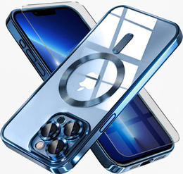 Husă pentru iPhone 13 Pro, Electro MagSafe, albastru + Sticlă pentru ecran