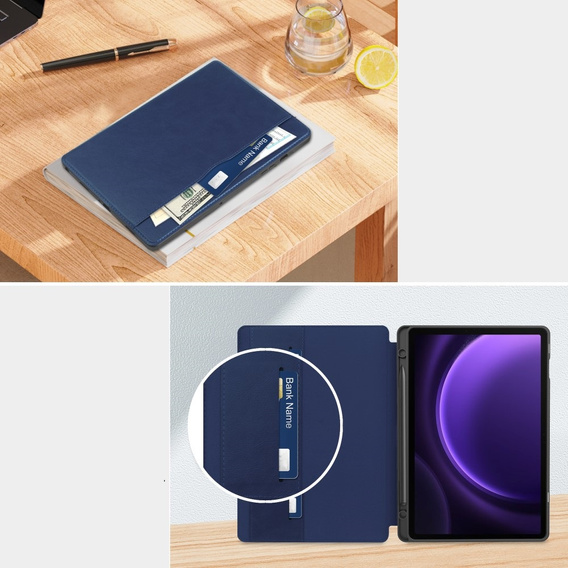 Husă pentru Samsung Galaxy Tab S10 Lite / S10 FE / S9 FE, Business Card and Pen Slot, albastru