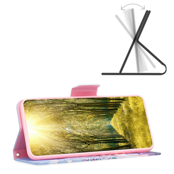 Cu clapetă pentru Xiaomi 13 Lite, Wallet, tree & owls, albastru