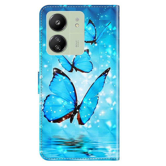 Cu clapetă pentru Xiaomi Redmi 13C / Poco C65, Wallet, Butterflies albastru