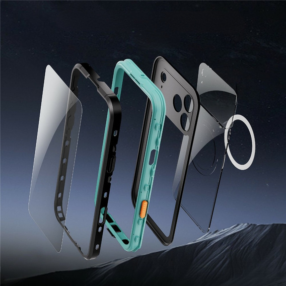Husă pentru iPhone 17 Pro Max, IP68 rezistentă la apă, SHELLBOX MagSafe, albastru