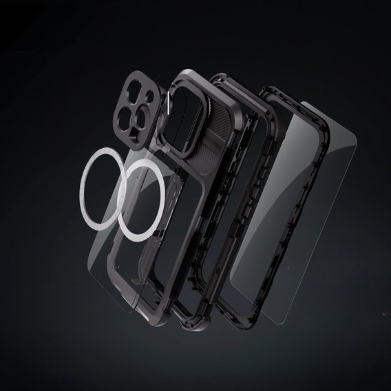 Carcasă impermeabilă IP68 pentru iPhone 16 Pro, SHELLBOX MagSafe, negru