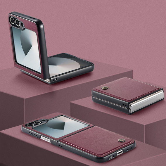 Husă pentru Samsung Galaxy Z Flip7 FE / Z Flip6, CASEME Litchi Leather, roșu