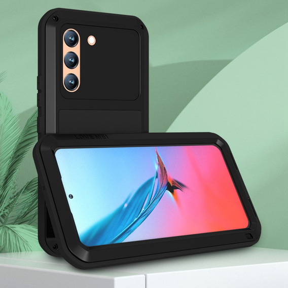 Love Mei Huse pentru Samsung Galaxy S22, armored with glass, negru