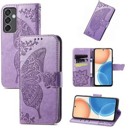 Cu clapetă pentru Samsung Galaxy M55 5G, Butterfly, violet