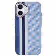 Carcasa pentru iPhone 16, Carbon Fiber MagSafe, albastru