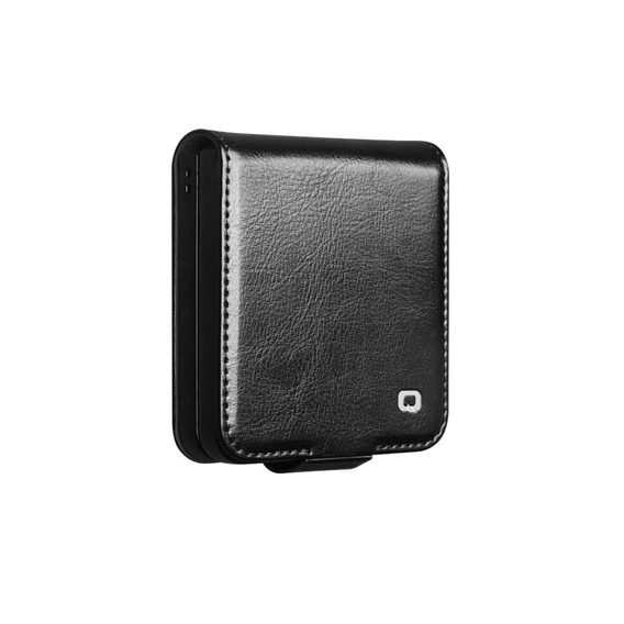 Carcasă portofel din piele neagră pentru Samsung Galaxy Z Flip7