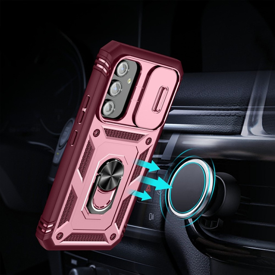 Husă blindată pentru Samsung Galaxy A54 5G, CamShield Slide, roz / burgundy