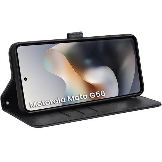 Husa cu clapetă pentru Motorola Moto G56 5G, Wallet Rhombus, negru