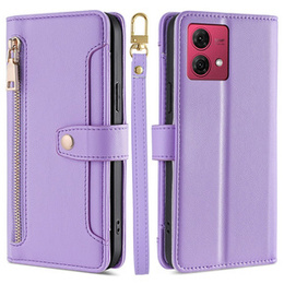 Cu clapetă pentru Motorola Moto G84 5G, Wallet Zipper Pocket, violet