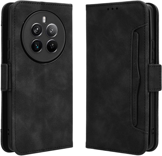 Cu clapetă pentru Realme 12+ Plus 5G, Card Slot, negru