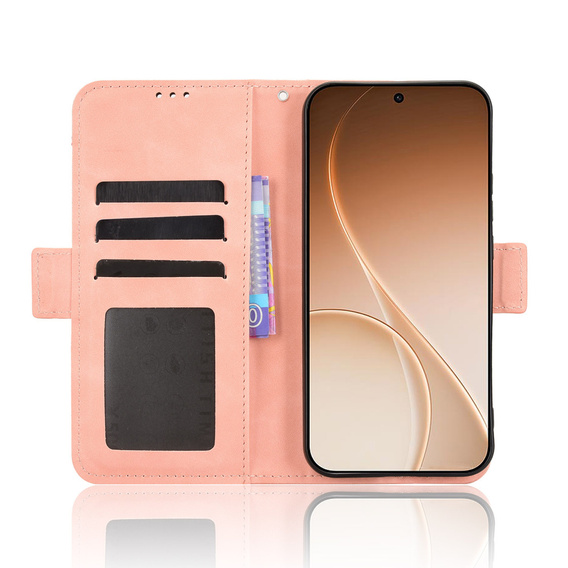 Husă cu slot pentru carduri pentru Oppo Reno 15 FS, roz