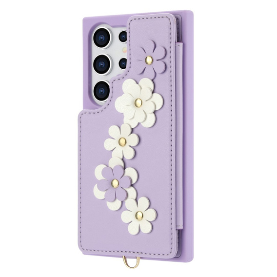 Husa pentru Samsung Galaxy S25 Ultra, Leather Flower Card Slot, violet