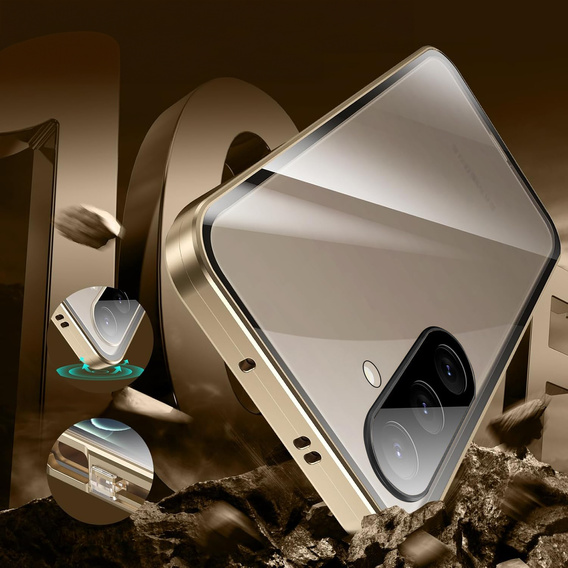 Husa pentru Samsung Galaxy A36, Magnetic Dual Glass, de aur
