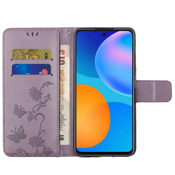 Cu clapetă pentru Samsung Galaxy M23, Butterfly, violet