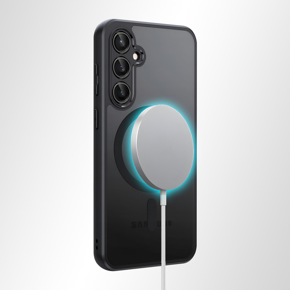 Husă pentru Samsung Galaxy A55, pentru MagSafe, ERBORD Matt Case, negru + sticlă pentru ecran