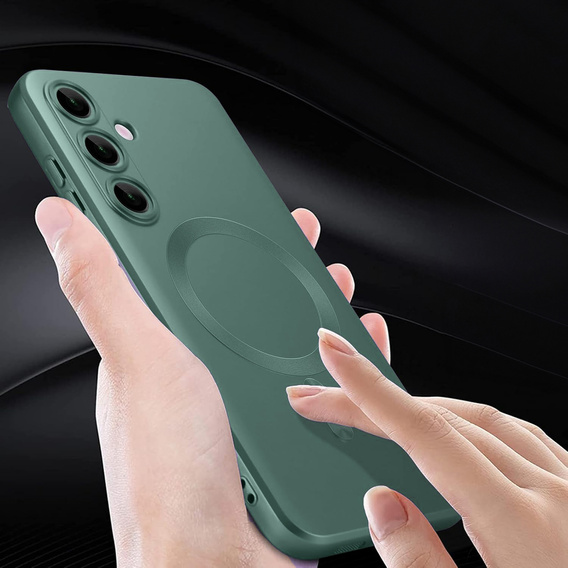 Carcasă pentru Samsung Galaxy A36, ColorMag, pentru MagSafe, verde + sticlă călită 9H