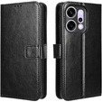 Husă cu clapetă pentru Oppo Reno 14, cu textură Crazy Horse, negru