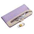 Carcasă cu clapetă pentru Samsung Galaxy A52 / A52s, Wallet Pocket Zipper Lace, violet