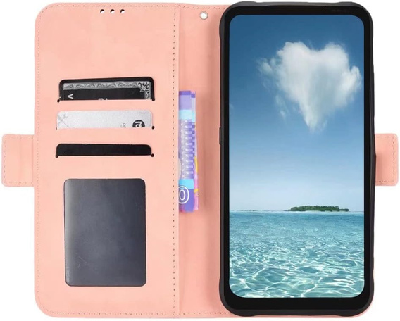 Cu clapetă pentru Realme 12+ Plus 5G, Card Slot, roz