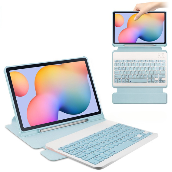 Husă pentru tastatură pentru Samsung Galaxy Tab S6 Lite 2024 / 2022 / 2020, Rotary 360° Leather, caz albastru