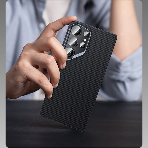Carcasa BENKS Kevlar pentru Samsung Galaxy S25 Ultra, pentru MagSafe, Carbon Fiber, negru