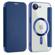 Cu clapetă pentru iPhone 16E, RFID Wallet MagSafe CamShield, albastru închis