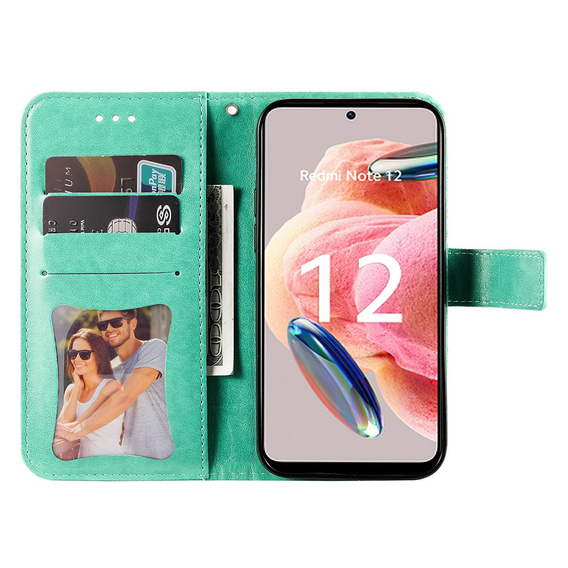 Cu clapetă pentru Xiaomi Redmi Note 12 4G, Mandala Flower, verde
