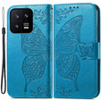 Cu clapetă pentru Xiaomi 13, Butterfly, albastru