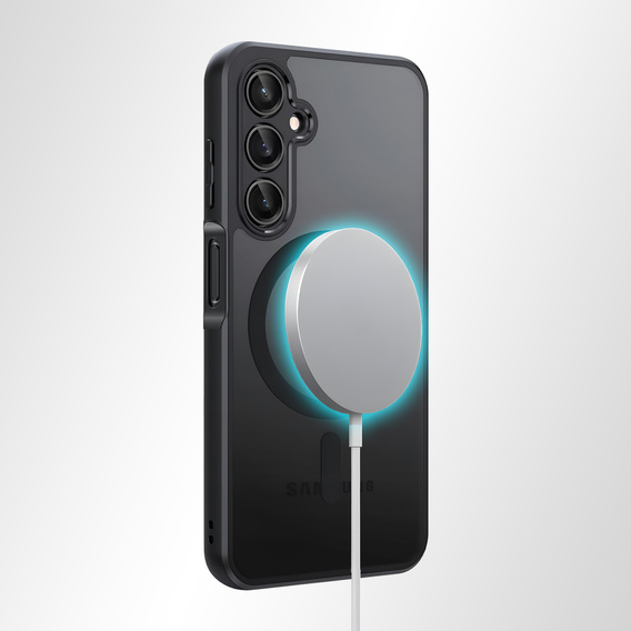 Husă pentru Samsung Galaxy A16, pentru MagSafe, ERBORD Matt Case, negru + sticlă pentru ecran