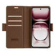 Husă pentru Oppo Reno 12 Pro, ERBORD Glossy Litchi, portofel cu clapetă, maro
