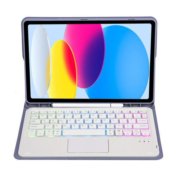 Husă cu tastatură bluetooth touchpad iluminată pentru iPad 10.9" 2022 (10 gen.), violet