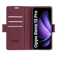 Husă pentru Oppo Reno 13 Pro, ERBORD Glossy Litchi, portofel cu clapetă, roșu
