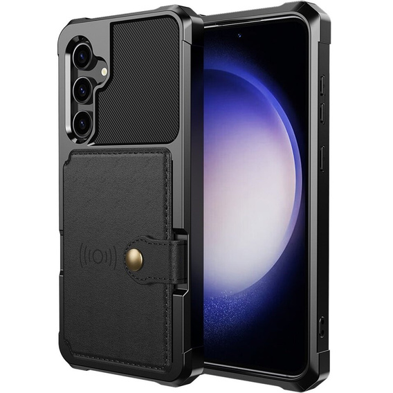 Husa pentru Samsung Galaxy S23 FE, Card Holder Kickstand, negru