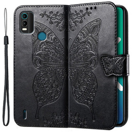Cu clapetă pentru Nokia C21 Plus, Butterfly, negru