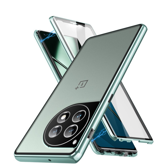 Husa pentru OnePlus 12 5G, Magnetic Dual Glass, verde