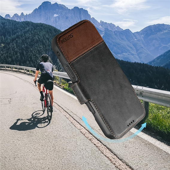 Husă flip 2 în 1 pentru iPhone 17 Pro, SUTENI, pentru MagSafe, negru