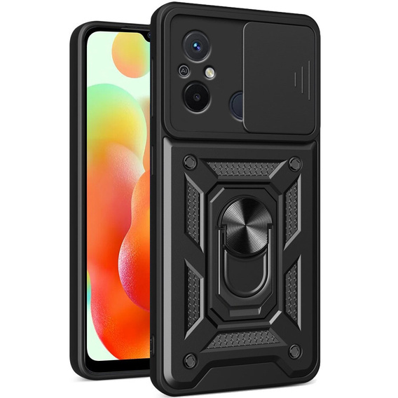 Husă blindată pentru Xiaomi Redmi 12C, CamShield Slide, negru